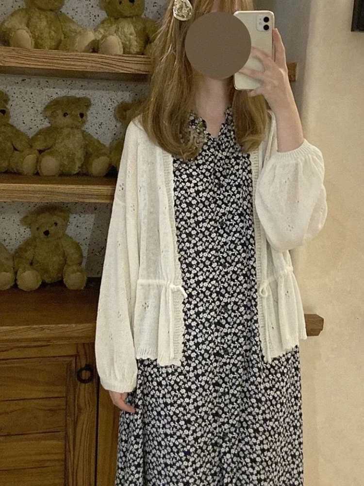 KOSAHIKI Swt Kawaii Soft Girl Cute Cardigan Women Sweater Tops Japanese Solid Long Sleeve Thin Lolita Knitted Cardigan X250724