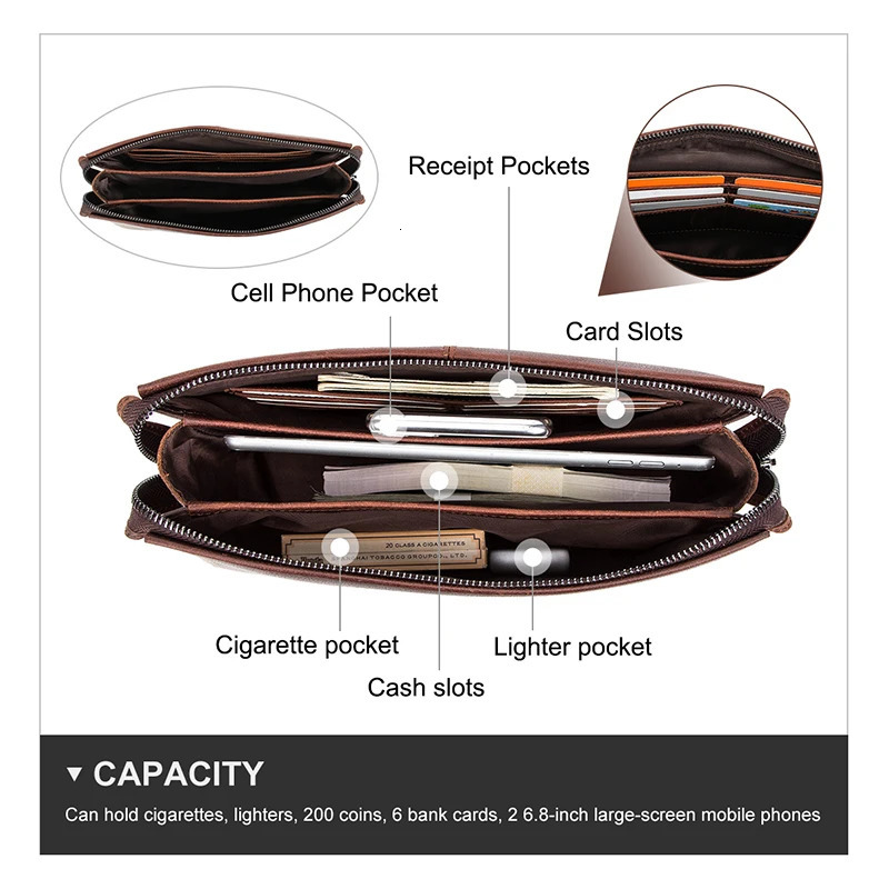 CONTACTS Men Clutch Bag Large Capacity Coded Lock n Genuine Leather Men Wallets Cell Phone Pocket Business Long Purse Male 250723