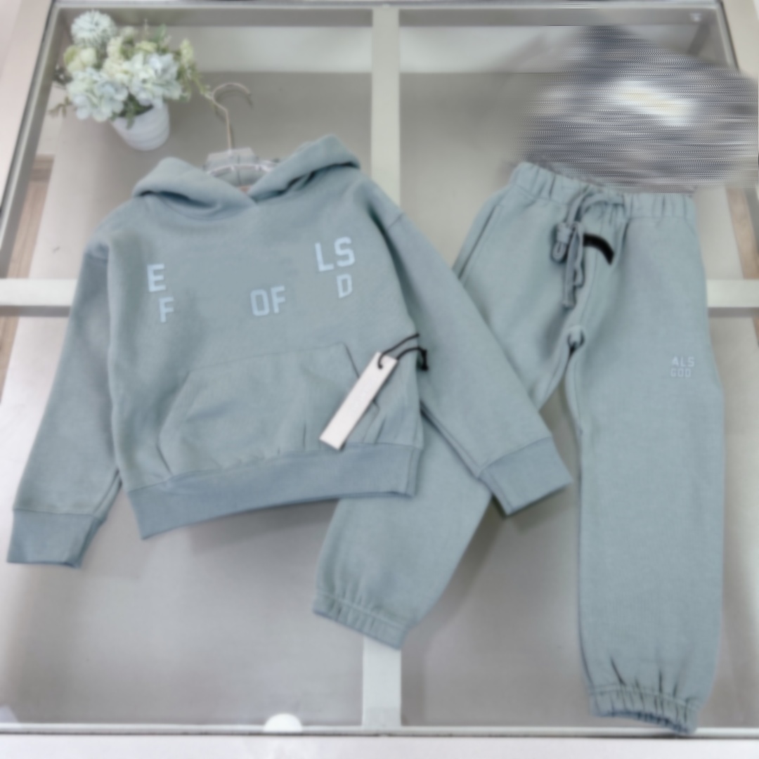 top Hooded baby clothes Boys Girls tracksuit Pants child hoodies baby sweater Loose Classic Flocking 3D Letter Skateboard girl boy's Set Trousers