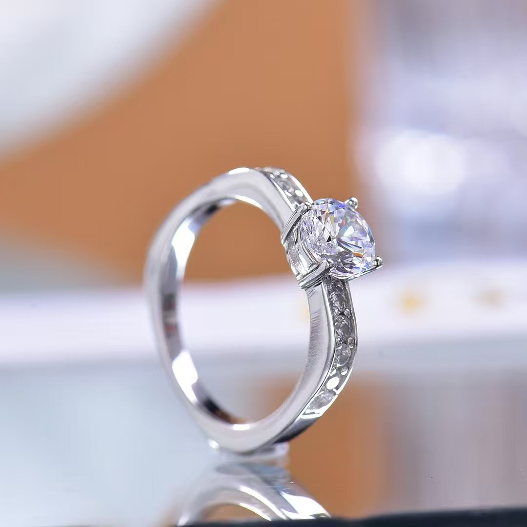 925 Sterling Silver Square - circle Moissanite Ring - High - quality Lab - Created Gem, Unique and Timeless Design