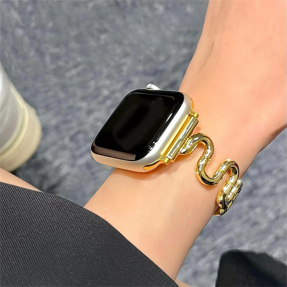 Slim IrregULar Shape Metal Strap For Watch Band ULtra 2 49 40 44 45 42 MM Women Gold Bracelet For 9 8 7 SE 6 250723