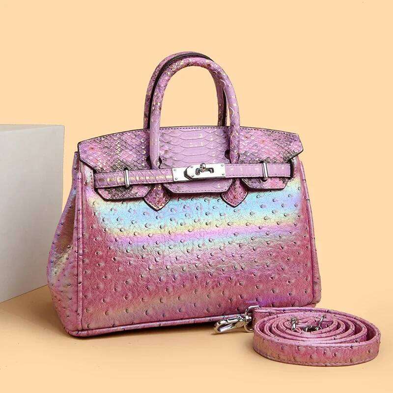 Designer Style Shoulder Bag Women's Genuine Leather Handbag Ladies Elegant Crossbody Purse With Contrast ing