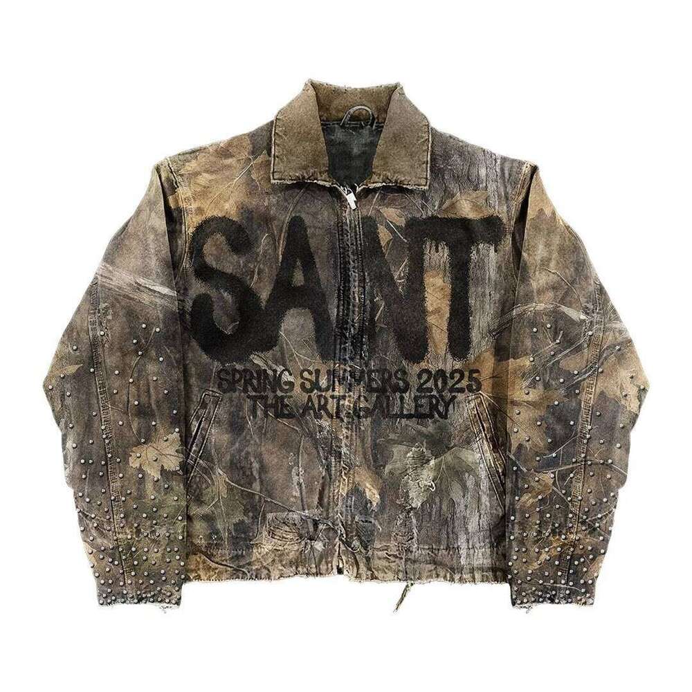 Women's Wear Vintage Y2k Clothes Men Women Hip Hop Letter Graphic Rhinestone Sequins Tactical Camouflage Oversized Jacket Casual Coats