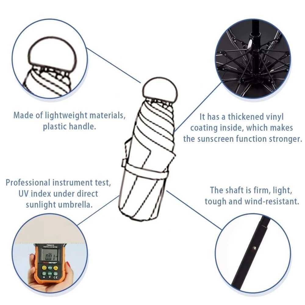 1pc Anti-UV Mini Umbrella for Sunny and Rainy Days Portable with UV Coating and 6 Reinforced Ribs R250724