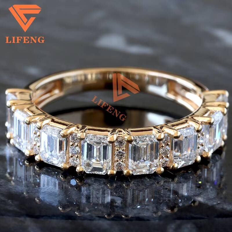 Lifeng Jewelry Custom Luxury Design Wedding Engagement 925 Silver with 1ct Gems Round Baguette Cut VVS Moissanite Fine Ring