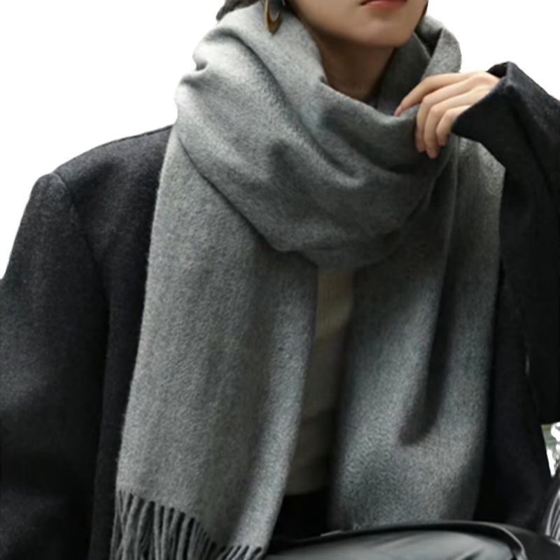 K1454 Solid color scarf winter hot sale imitation cashmere autumn and winter thickened high-grade wool ladies shawl