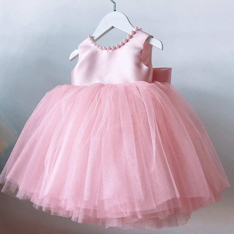 Toddler Girls 1st Birthday Clothes Backless Bow Cute Baby Baptism Gown Kids Wedding Party Elegant Princess Dress for 250715