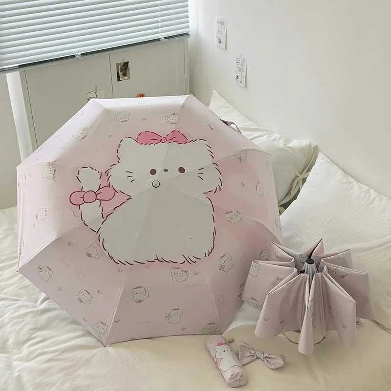 Cute Pink Kitten Folding Umbrella Sun Protection and UV Rain Dual-Purpose Sun Umbrella Student Portable Sunshade R250724