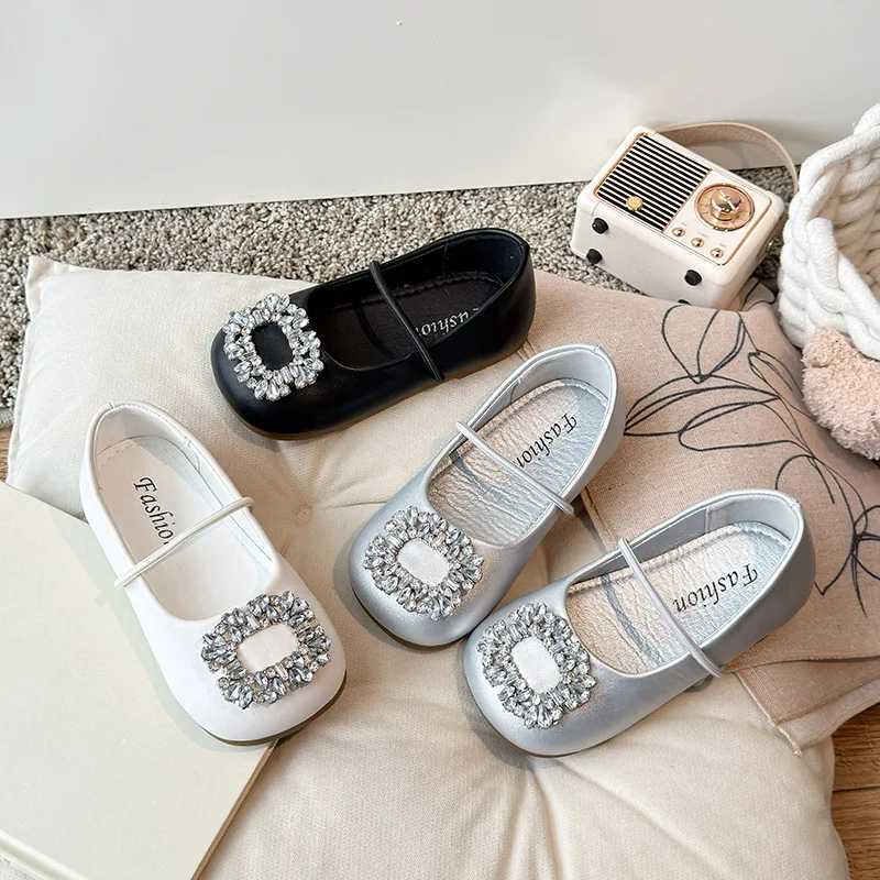 12 Square Sparkling Rhinestones Children Shoes Girls French Sle Princess Runway Shoes Shallow Kids School Student Footwear I04162 XJ250724