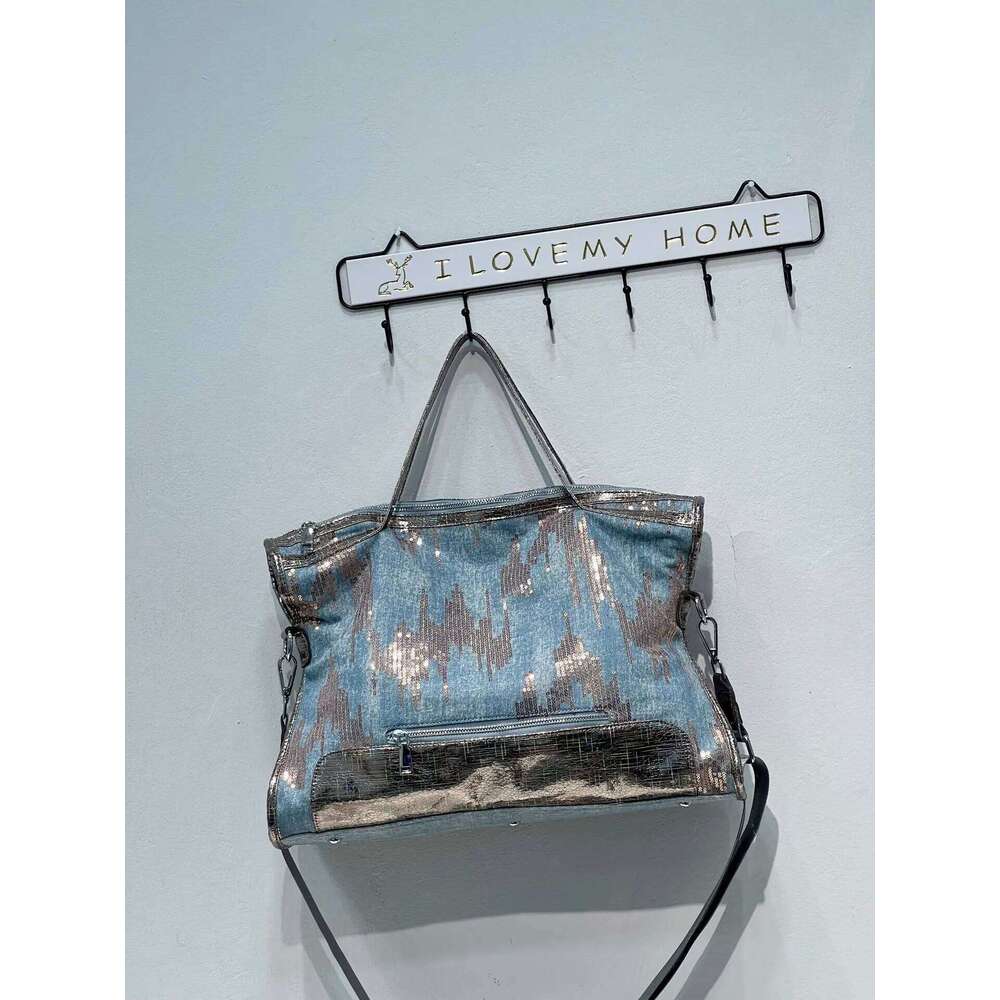 Shine Handbags Denim Fashion Sequins Crossbody Bags for Women Cheap New Purses Top-handle Tote Bag Bolsa