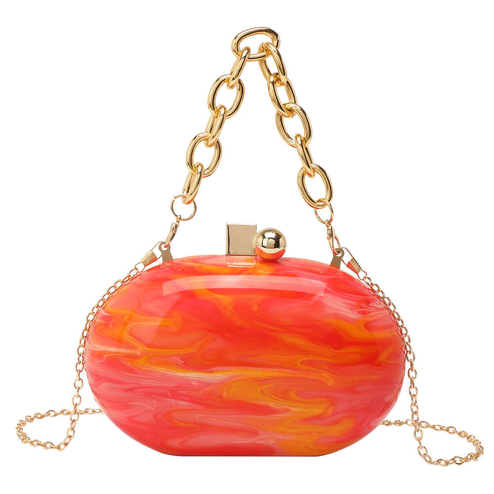 Designer Luxury Evening Diamond 2024 New Oval Acrylic Evening Fashion Chain Crossbody Shoulder Handheld Clutch Bag