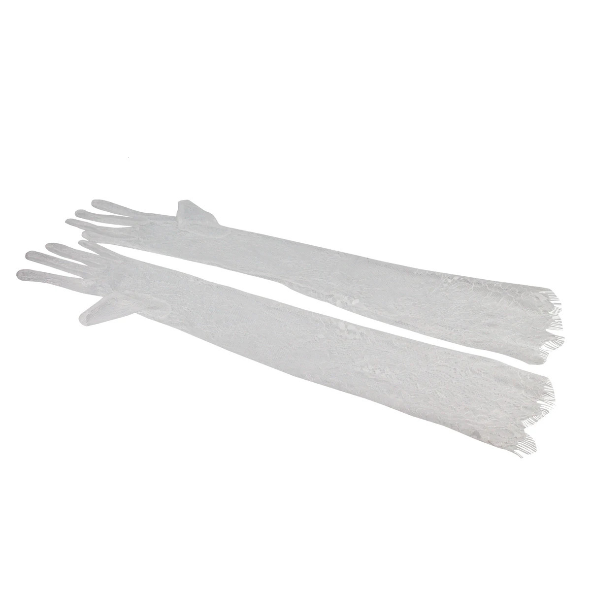 WG054 Wedding Bridal Long Gloves Eyelash Edge Lace Appliqed Finger Bride Handschuh White Gloves Women Prom Opera Gloves 250722