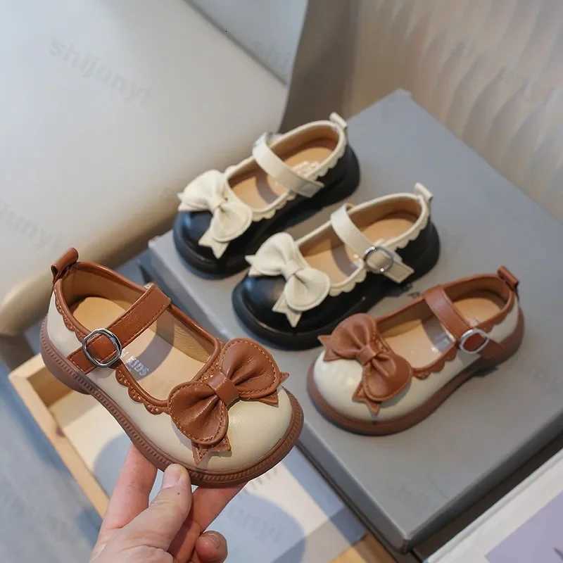 Childrens Shoes Mary Janes Non-slip Round Toe PU Leather Shoes Bow Girls 2025 Spring Outdoor Kids Flat Princess Shoes Size 21-35 XJ250724