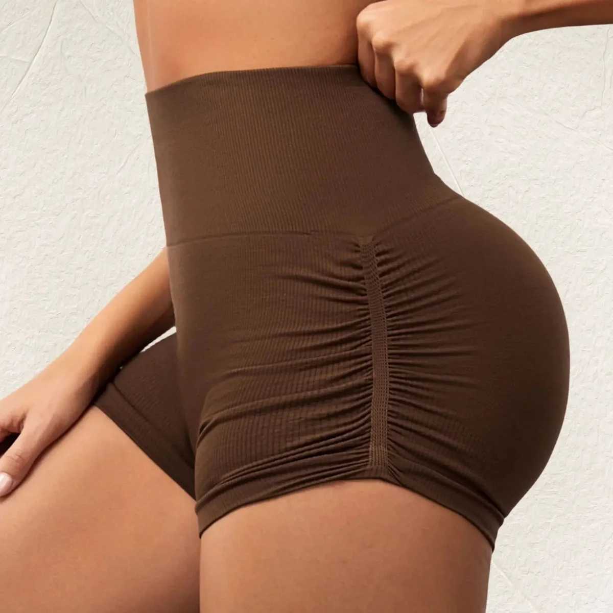 Womens Seamless Yoga Booty Shorts High Waist Butt Lifting Workout Hot Shorts Summer New Sport Shorts for Gym Running Cycling XJ250724