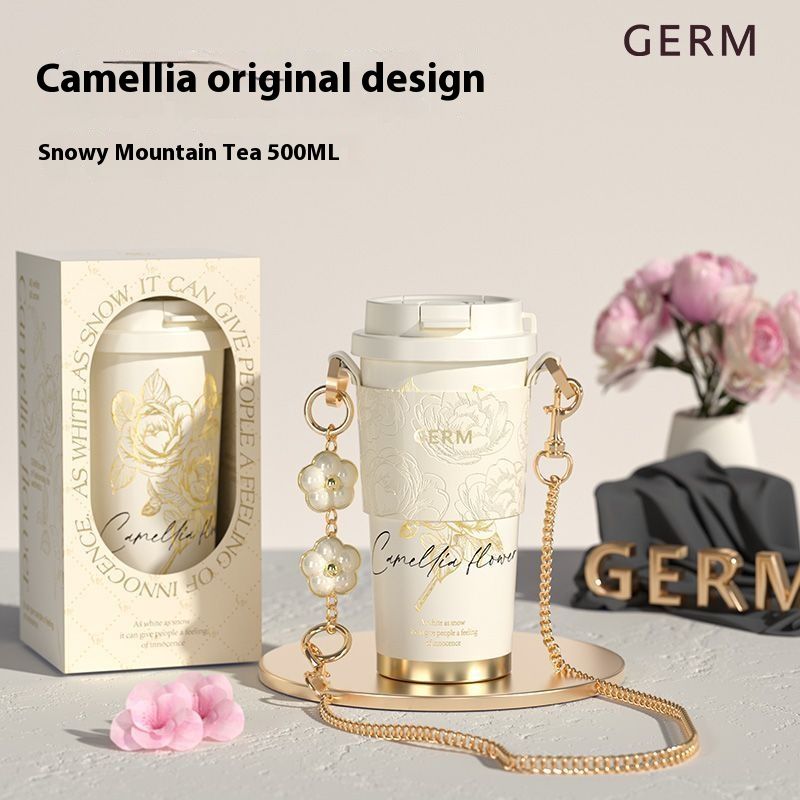 Designer Ceramic Mugs Coating Lined 100% Leakproof Vacuum Insulated Tumbler with Lid and Straw Luxury Iced Tea or Coffee Smoothie Water Bottle