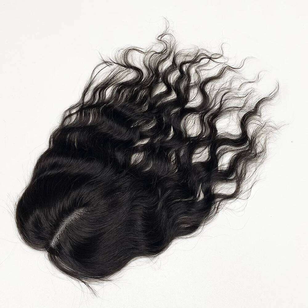 Women Wavy Virgin Human 13x15cm Swiss Lace Base Topper Natural Black Color Hair Pieces with Clips