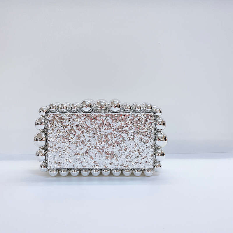 Designer Luxury Evening Diamond Trendy Acrylic Cloud Bead Clutch High-Quality Texture Crossbody Evening Chain Small Square Bag for Women
