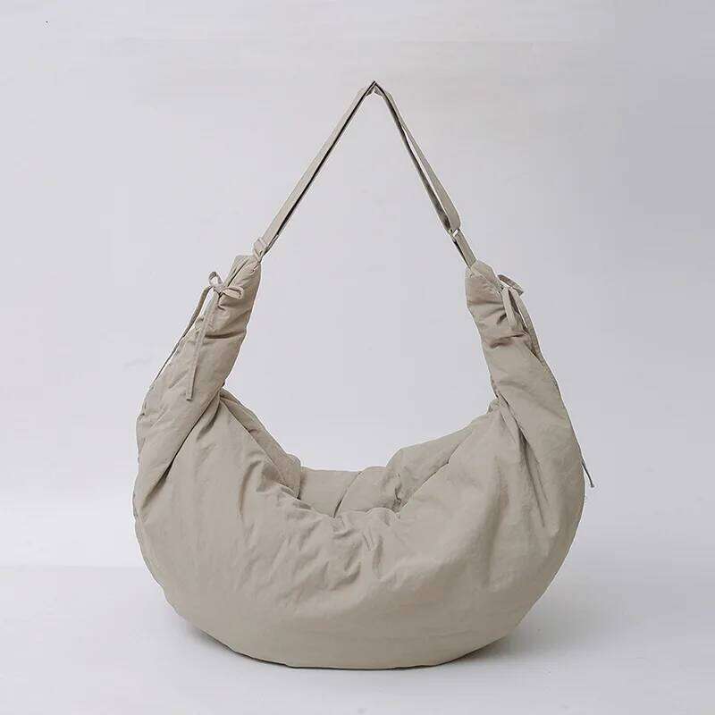 Casual Nylon Large Capacity Hobo Crossbody Bag Ruched Soft Puffer Women Shoulder Bags Padded Big Shopper Purses