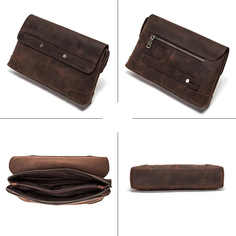 CONTACTS Men Clutch Bags Large Capacity Men Wallets Crazy Horse Leather Long Purse Male Multifunction Wallet Passport Cover 250723