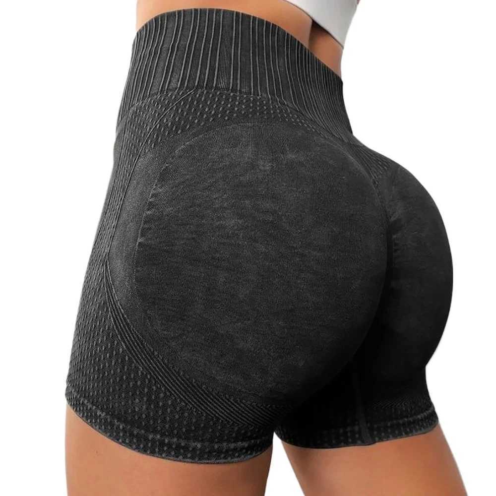 New Peach Hip Yoga Shorts Seamless Washed High Waist Yoga Shorts Running Fitness Speed Drying Sports Shorts XJ250724