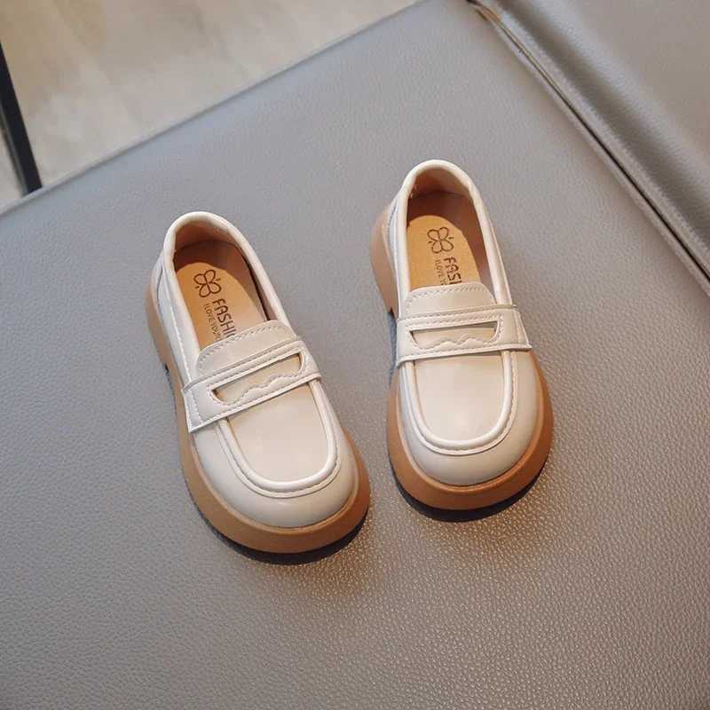 Girls Leather Shoes for Party Wedding Slip-on Simple Solid Black Kids UK Uniform School Shoes Children Loafers 2023 Four Season XJ250724