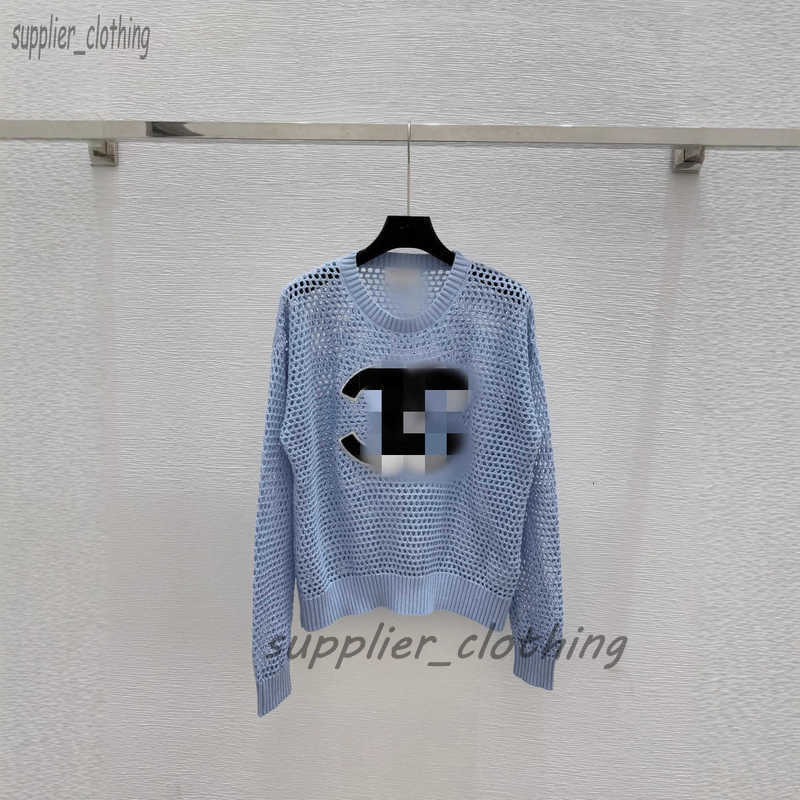 Women's Knits Tees for woman luxury designer Correct High Version CH Home Early Autumn New CC Hollow Round Neck Long Sleeve Knitted Wool Top RE4C