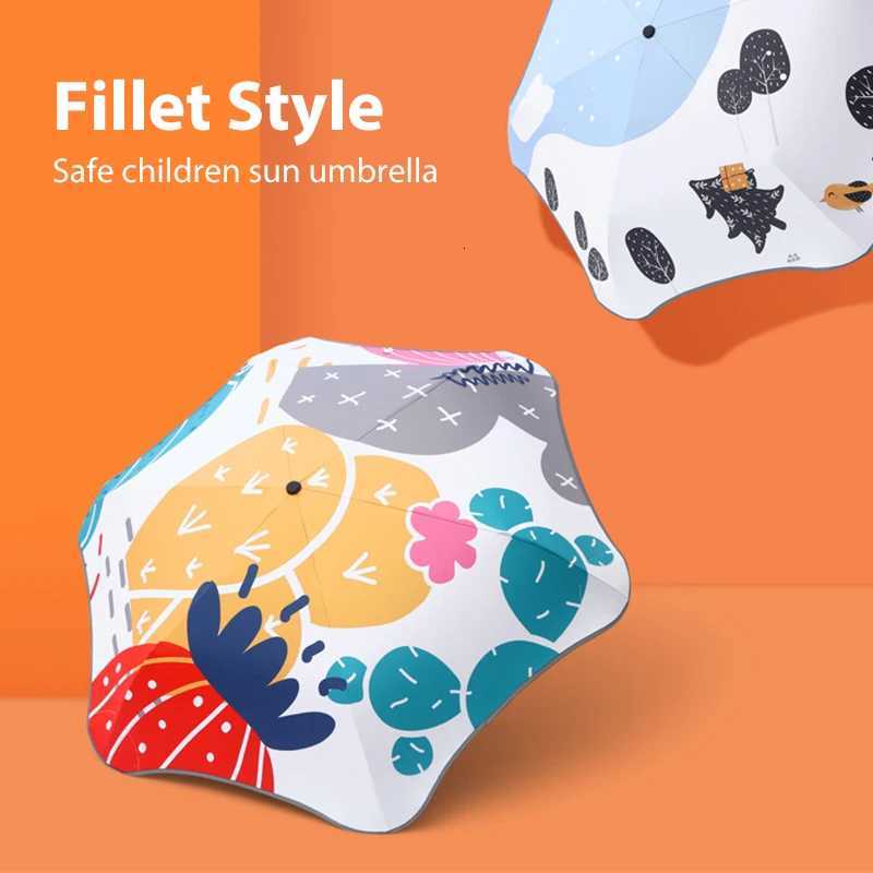 Summer Cute Umbrella Kids Windproof 6K Safe Filler Edge Folding Sun Umbrella UV Protection Designer Fold Rain Umbrella for Girls R250724