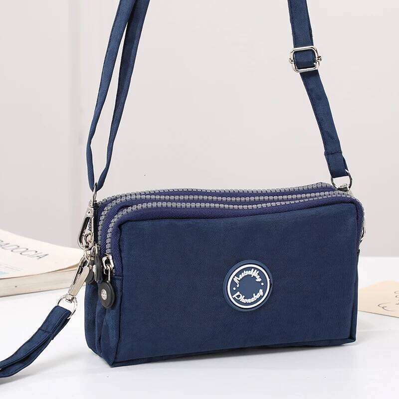 Fashion Pure Color Three Large Capacity Women's Shoulder Bag Portable Popular Zipper Coin Purse Mobile Phone Wallet