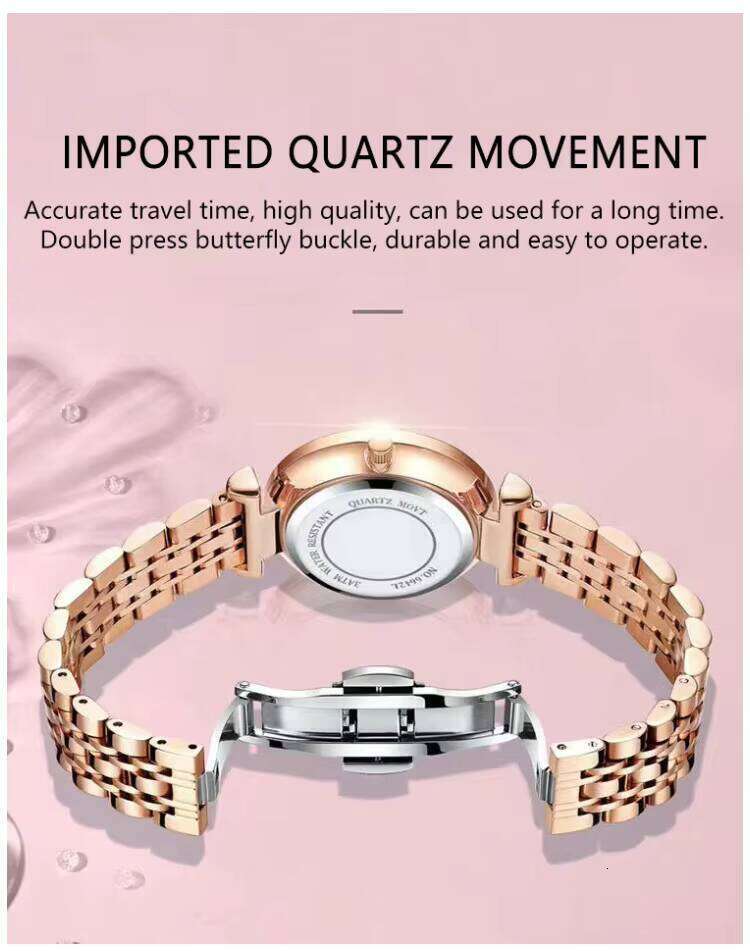 DHwatches POEDAGAR New Women's Simple Quartz Steel Band Set Dia Rose Gold Watch