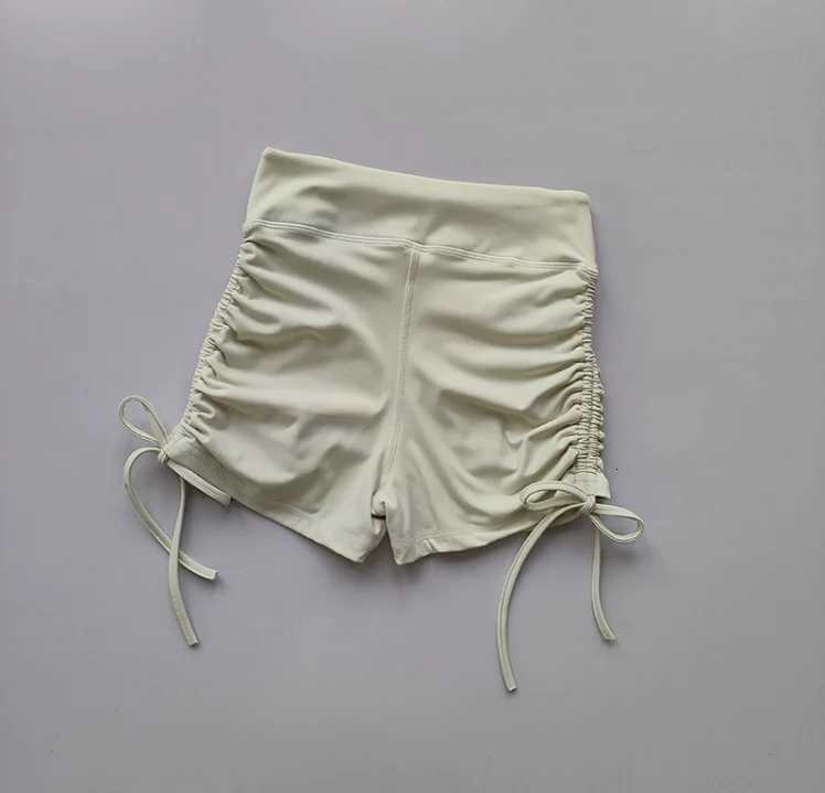 High-waisted sexy fitness shorts with drawstring straps quick-drying running dance three-piece pants womens peach buttocks XJ250724