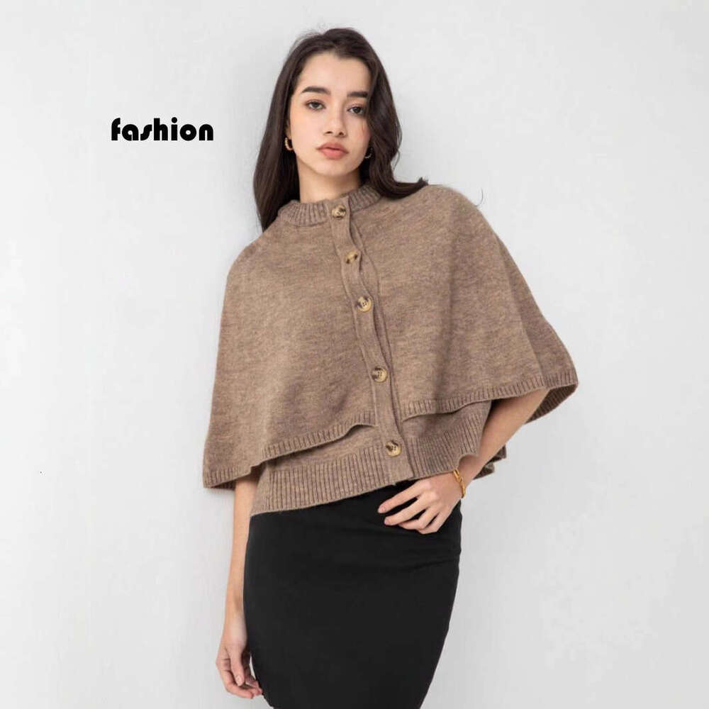 TRAFZA Early Spring And Autumn New Style Women's Fashion Casual Round Neck Knitted Shawl Short Coat B5 b6