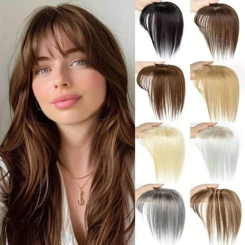 Real Human Toppers for Women Daily 360° Bangs 3D Pieces with Thinning Hair Bangs8",10",12",14"