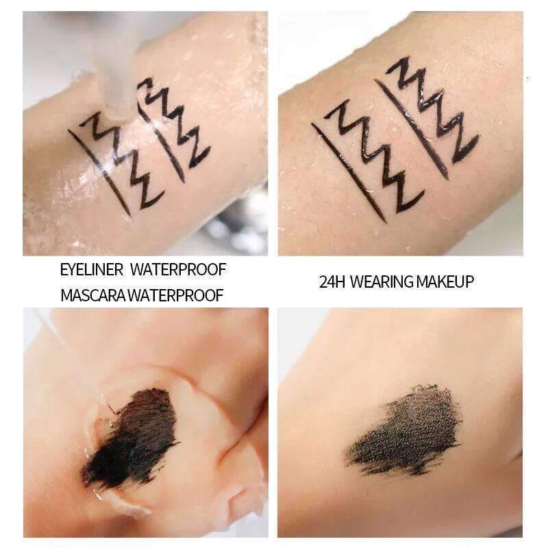 2In1 Liquid Eyeliner And 4D Waterproof Set Long Lasting Eyebrow Pencil Slender Dense Curling Mascara