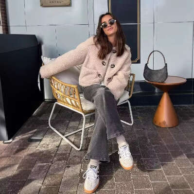 TRAFZA And Autumn INS Women's Two-Color Spring Buckle Fleece Jacket Coat B5