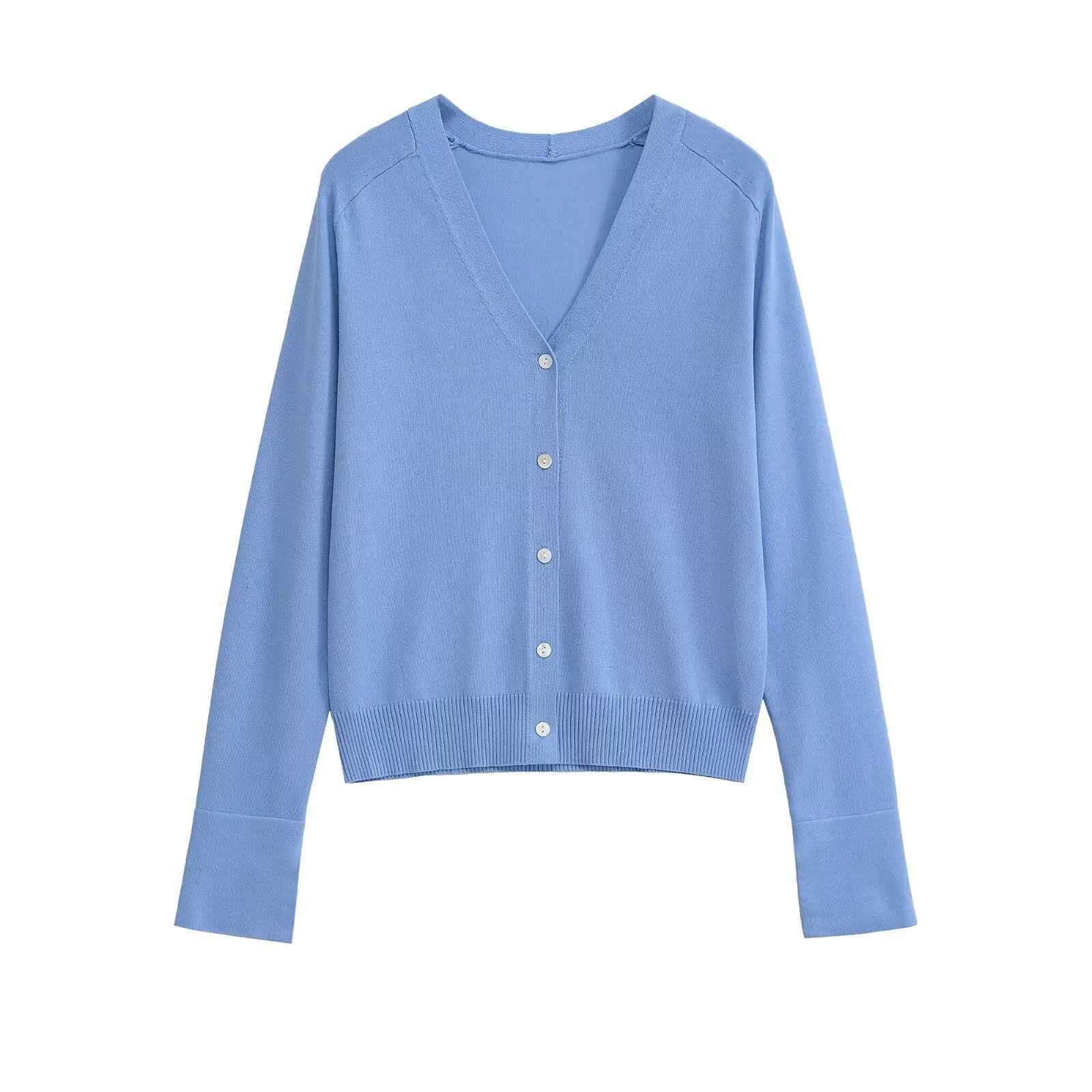 2025 new summer womens casual long-sleeve V-neck simple versatile sweater knitted cardigan jacket X250724