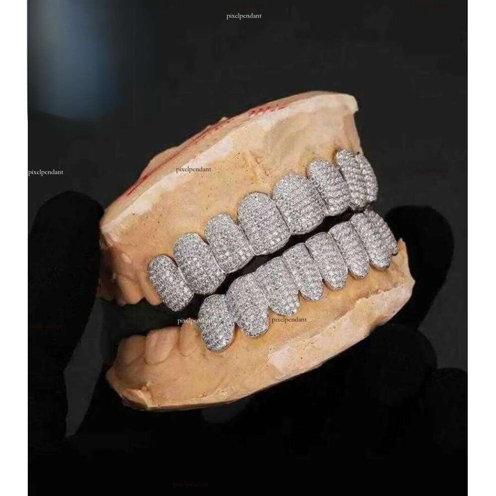 Exclusive customization Moissanite Teeth Grillz iced out Hop Sier decorative braces Real Dia Bling Tooth Grills For Men 2128990