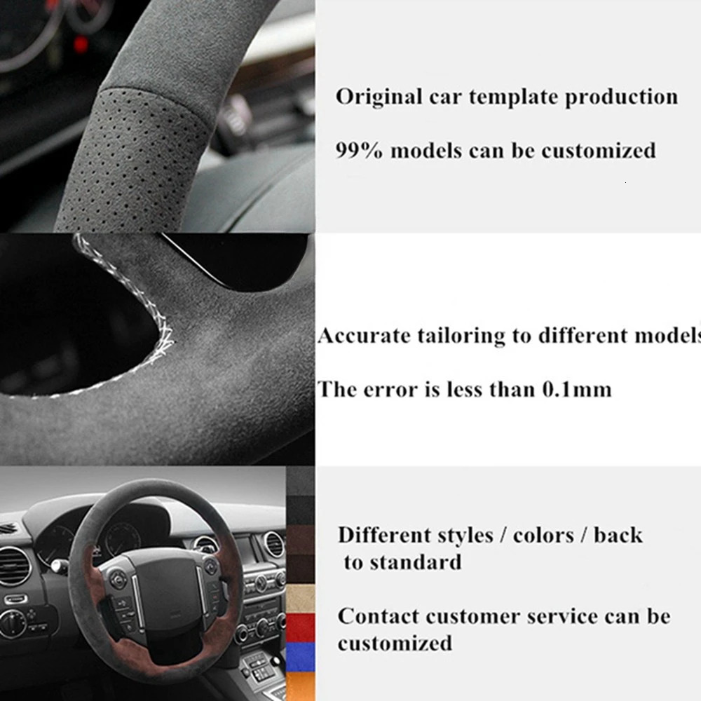 Car Steering Wheel Cover For BMW F87 M2 F80 M3 F82 M4 M5 F12 F13 M6 F85 X5 M F86 X6 F33 F30 M Sport Non-slip Black Leather Sued