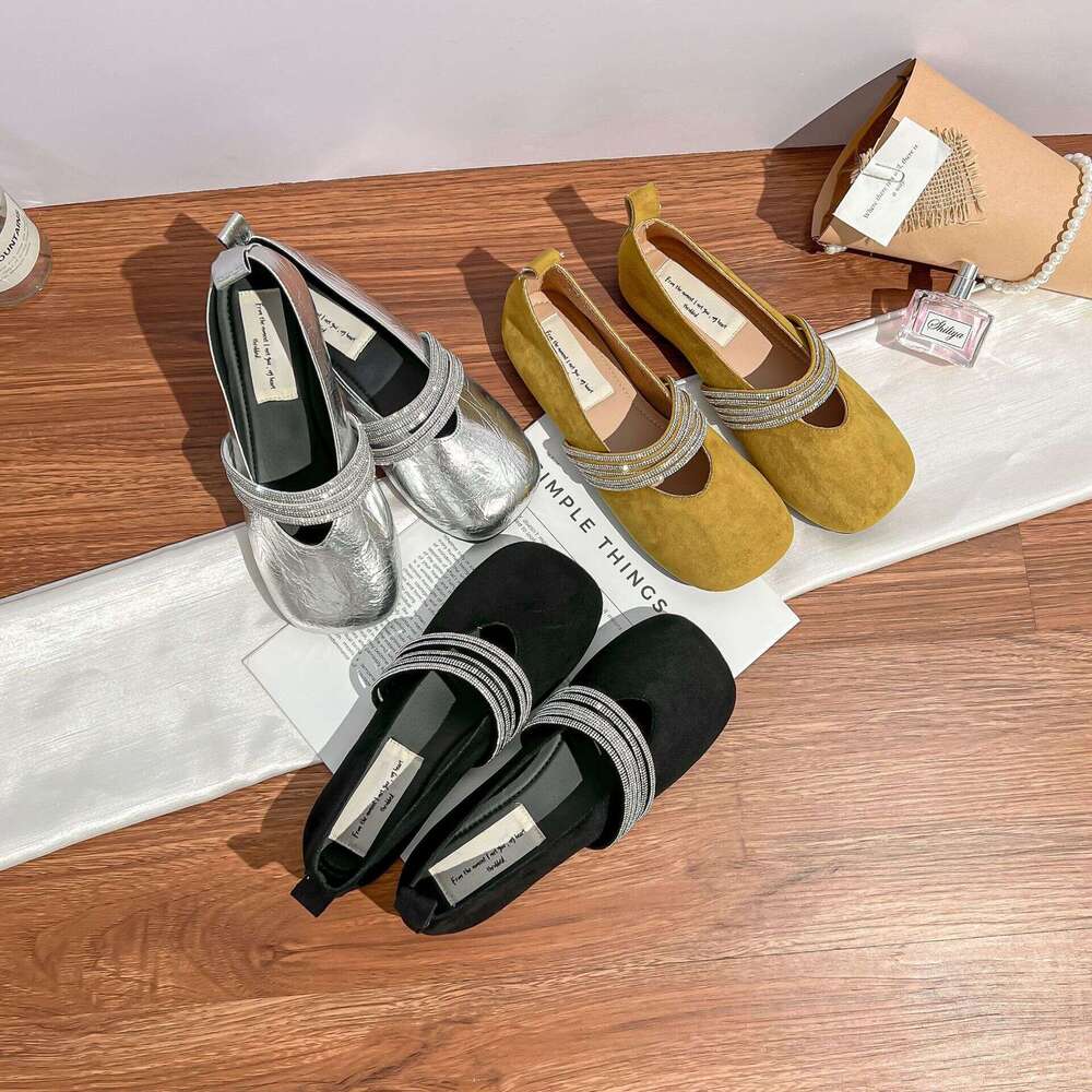 Silver Flat for Women, Versatile and Elegant, High-End Mary Jane to Pair with Dresses, Fairy Style Casual Women's Shoes