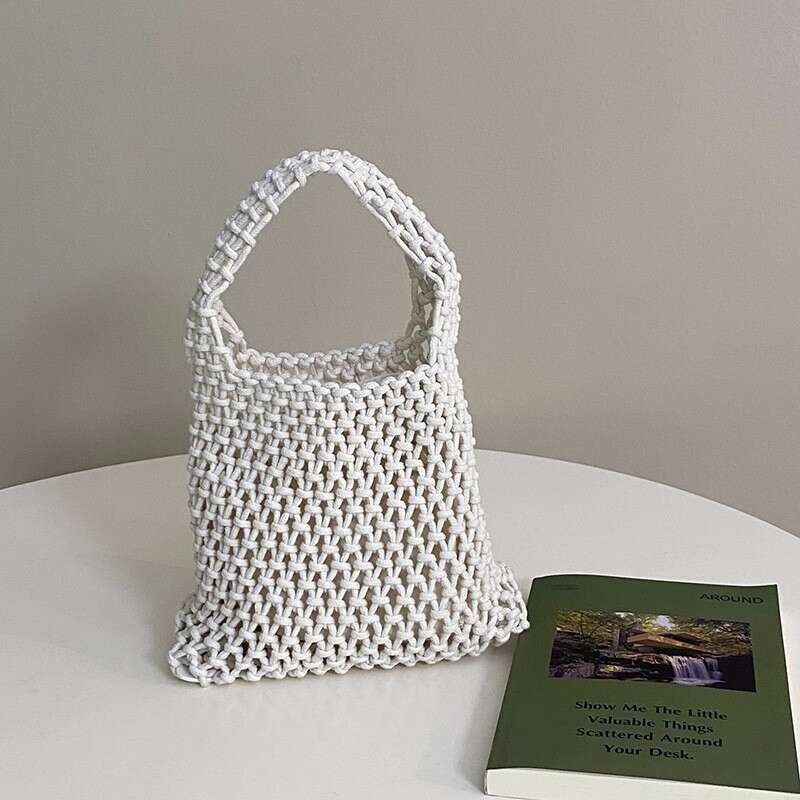Spring Summer New for Women Korean Version Handmade Niche Fashion Handbag Hollow Versatile Woven Shoulder Women's Bag