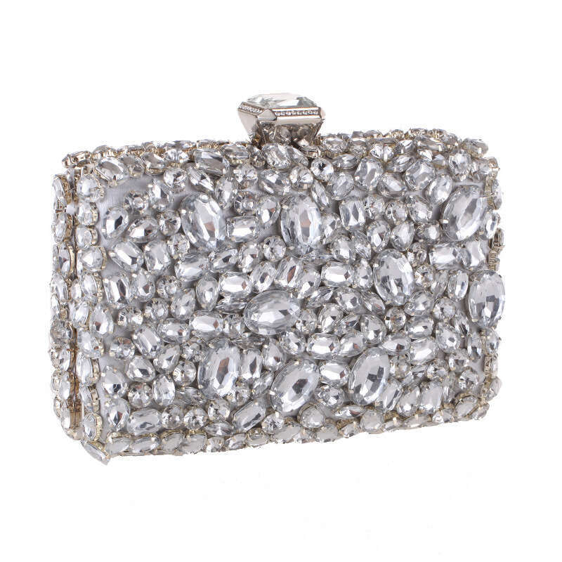 Designer Luxury Evening Diamond Small Square Style Acrylic Inlaid Diamond Evening Single Handheld Banquet Women's Bag 76170