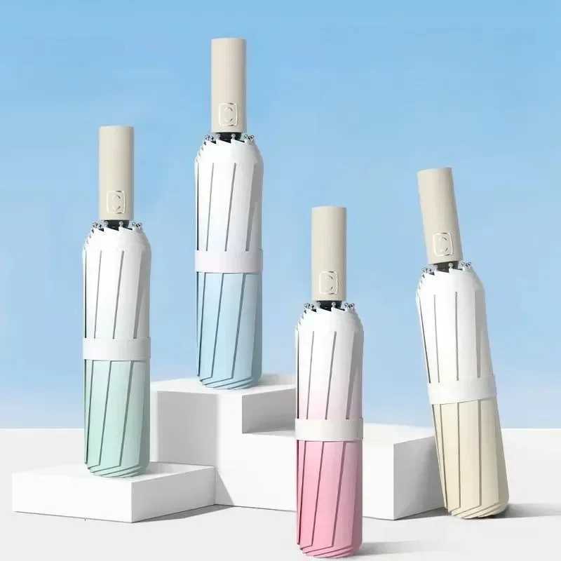 Gradient Color Small Fresh Style Automatic Umbrella Dual-use for Sunny and Rainy Days Thickened and Windproof Sun Umbrella R250724