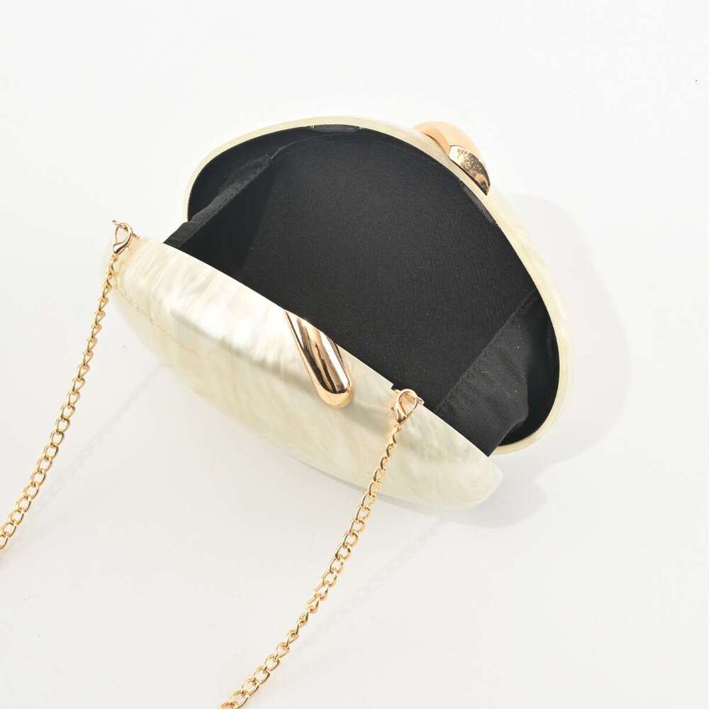 Designer Luxury Evening Diamond 2025 New Oval Acrylic Leaf Lock Buckle Evening Bag Fashion Chain Shoulder Clutch