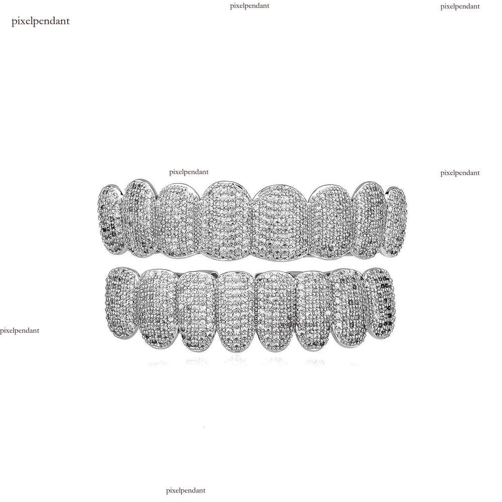Exclusive customization Moissanite Teeth Grillz iced out Hop Sier decorative braces Real Dia Bling Tooth Grills For Men