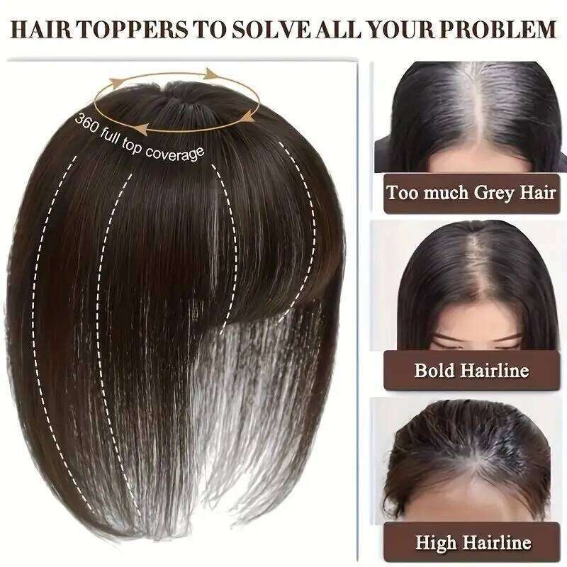 Real Human Toppers for Women Daily 360° Bangs 3D Pieces with Thinning Hair Bangs8",10",12",14"