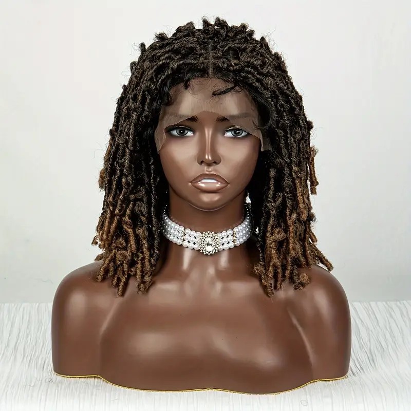 360 Full Lace Front Braid Wig With Baby Hair Look Like Human Wigs Bohemian Boho Hair Black Wig African Synthetic Braiding Hair Wig Handmade Braided Wi