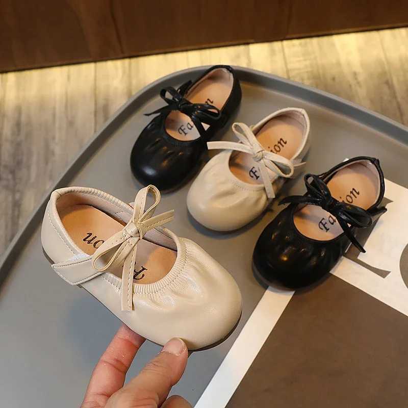 Girls Flats Leather Shoes for Par Wedding Childrens Retro Princess Shoes with Bow-knot Kids Soft Sole Pleated Casual Shoes XJ250724