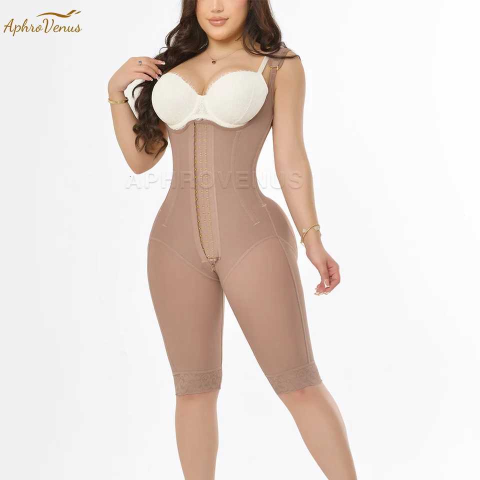 Fajas High Compression Body Shaper with Bones Fabric Abdominal Control Adjustable Shoulder Clasps and Buttock Butt Lifter W250724