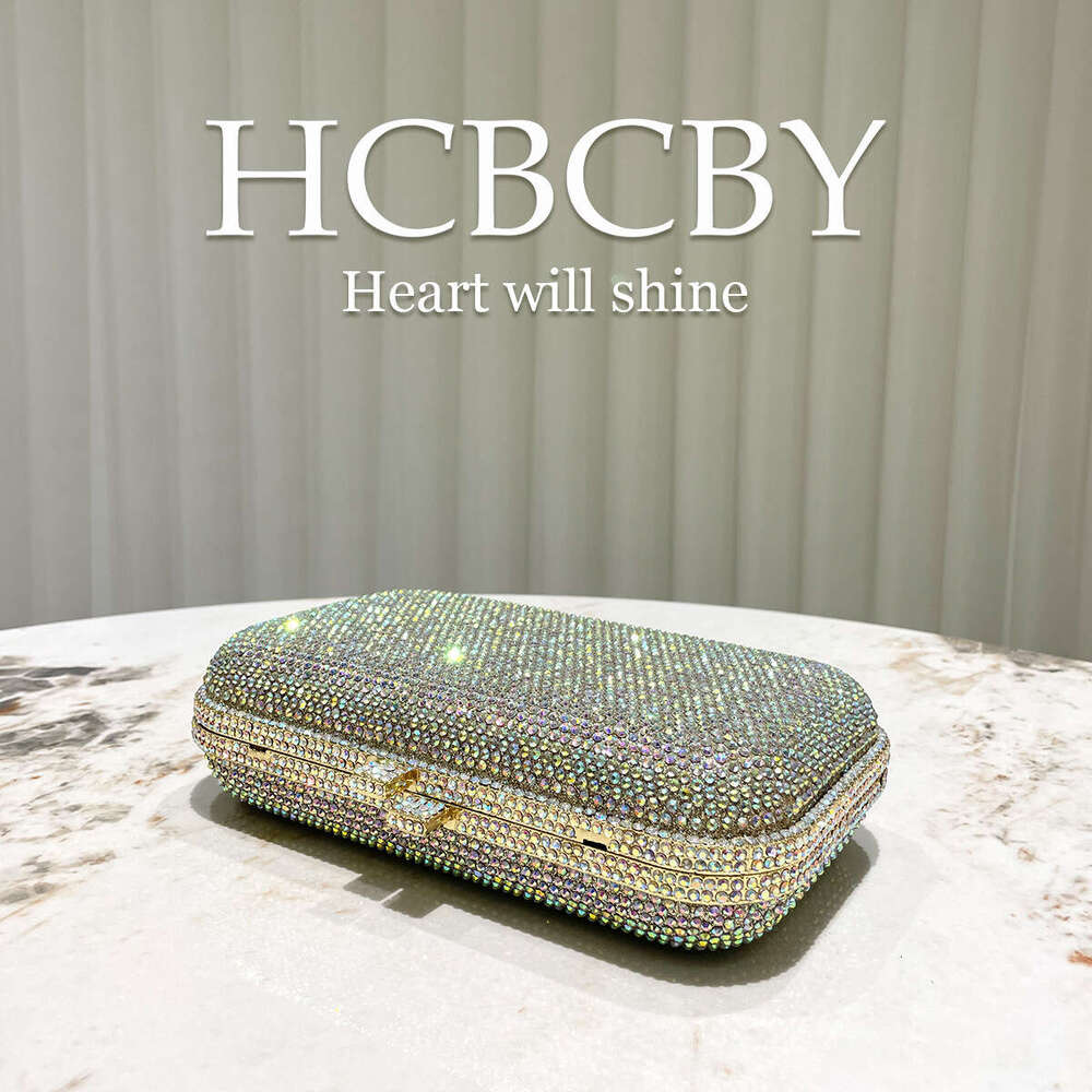 Designer Luxury Evening Diamond Golden Shiny Luxurious Rhinestone Women's Fashionable Elegant Evening Clutch Handbag Bridal Bag