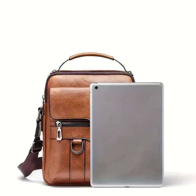 Practical Shoulder Bag for 9.7" ipad Men PU Leather Flaps Men's Crossbody Bags Business Flap Male Solid Messenger Travel