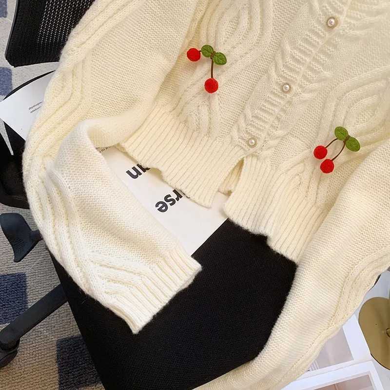 2024 New Korean Fashion Cherry Designer Knitted Sweater Cardigans for Women Streetwear Ladies Tops Autumn X250724